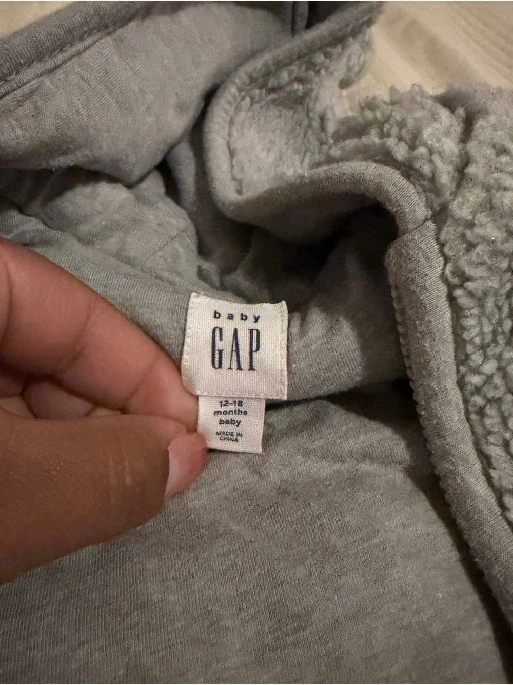 GAP Gray Hooded Sherpa One-Piece Footie